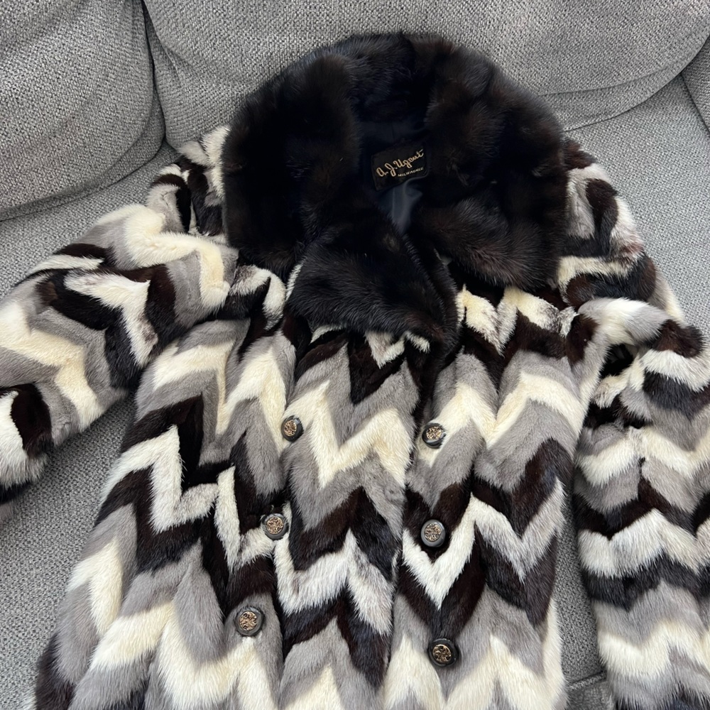 Mink chevron patterned coat